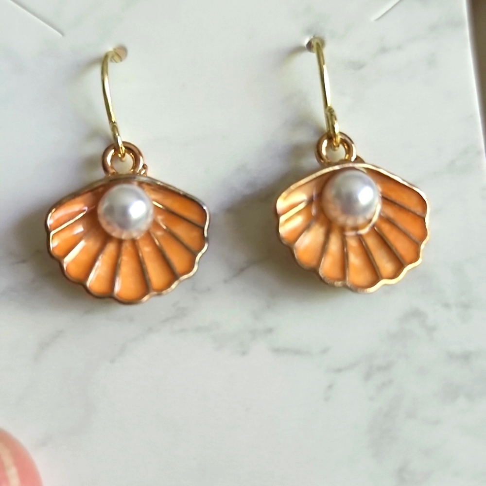 Best Seller Peach Pearl Shell Earrings Allergy Friendly Posts 20$